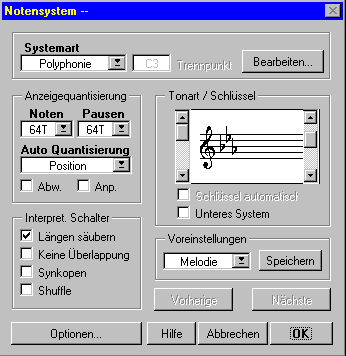 Notensystem-Einstellungen